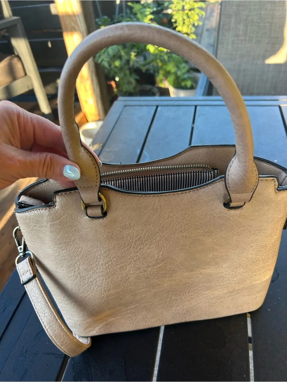 Classic Woven Accent Women's Satchel in Light Taupe